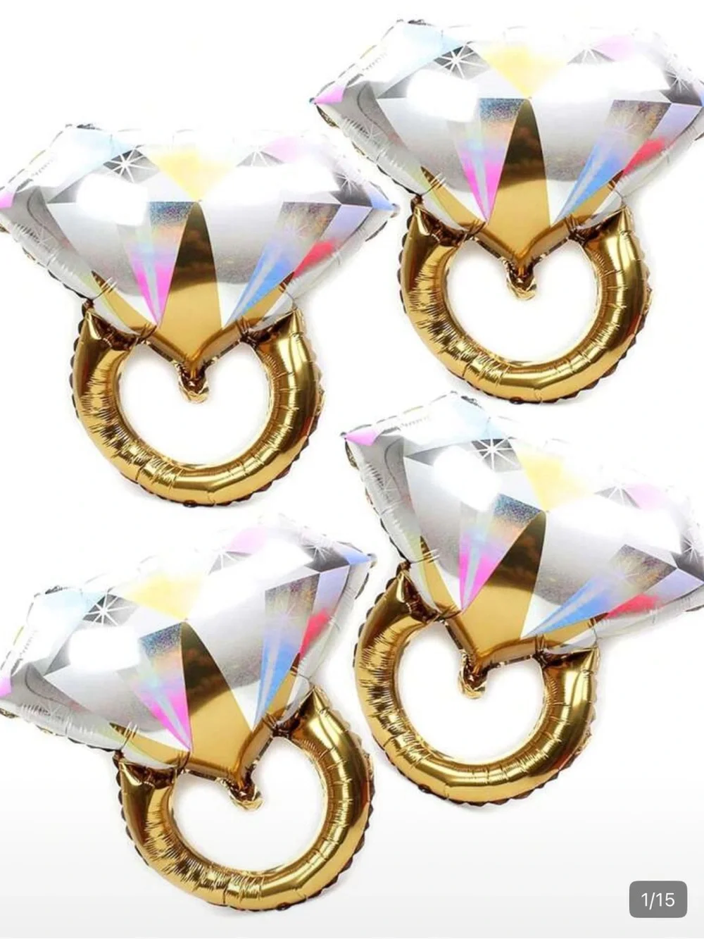 Pack of 5 NEW Diamond Ring Mylar Balloons